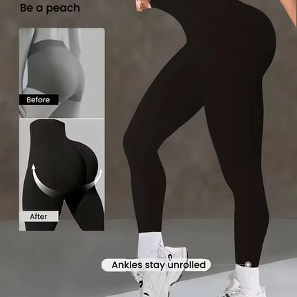Women's High Waist Yoga Pants, Butt Lifting Wide Waistband Leggings, Adjustable Butt Lift Workout Trousers for Running Gym Fitne