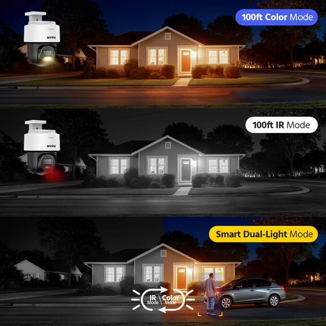 ANNKE CPT800 4K 8MP PT PoE Camera with 2-Way-Audio, 345° Pan 80°Tilt IP Security Cam for Outdoor Surveillance, Auto-Tracking Lite, AI Human Detection, Smart Dual Light (Not PTZ)