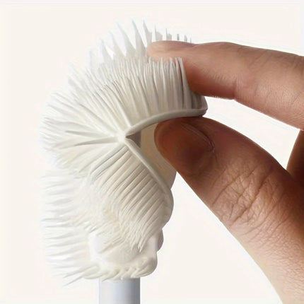Foldable 360 Degree Comprehensive Cleaning Silicone Brush With Long Handle Design, Reusable For Bottles And Cups - product im
