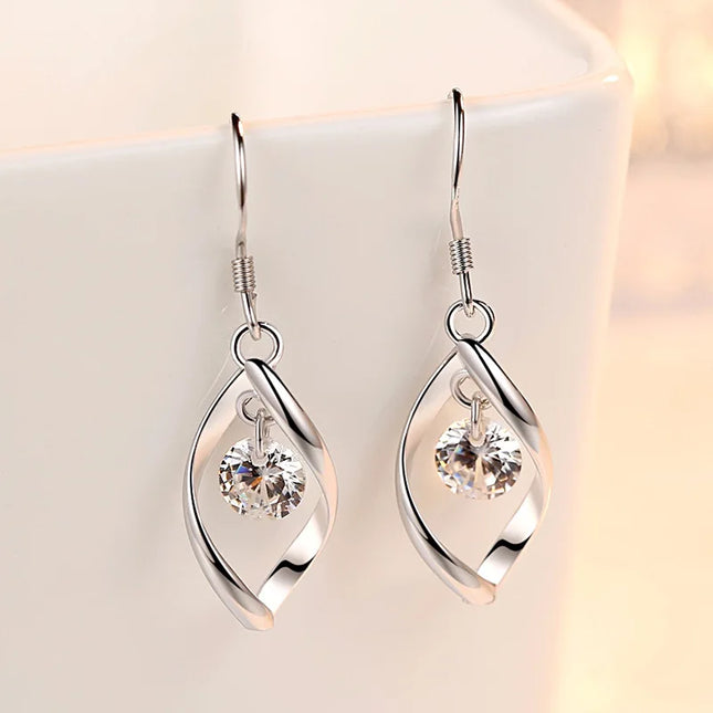 Luxury 925 Sterling Silver Diamond Teardrop Zirconia Earrings - Stylish Women's Wedding Party Jewelry - product image 2