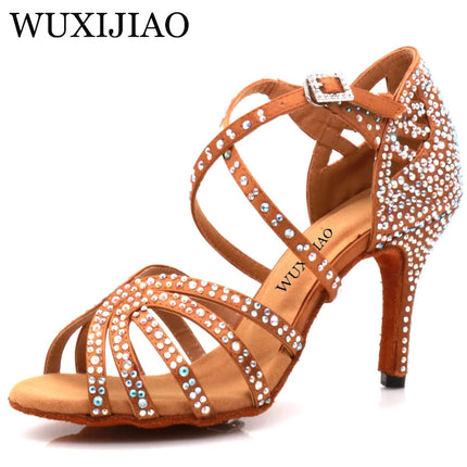 WUXIJIAO Jazz Shoes Latin Dance Shoes Female Latin Salsa Girl Casual Shoes Silver Bronze Skin