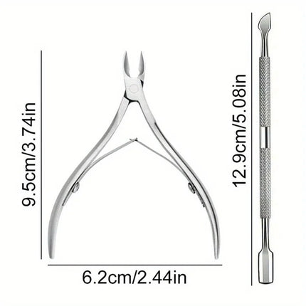 1/2/4/6pcs Professional Stainless Steel Nail Cutter Scissor Nippers Multifunctional Cuticle Pusher,Ergonomic Design for Manicure