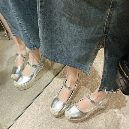 Women's Edge Design Platform Mary Jane Shoes Spring and Autumn New Roman Style Leisure Wedge Low-heeled Shoes Zapatos Mujer