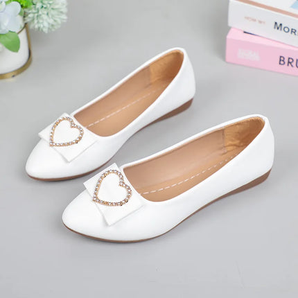 Spring autumn Office Patent Leather Woman Flats Shoes Ballets Metal Buckle Bow Lady Fall Girl Ballerina Dress Pointed Toe Slip