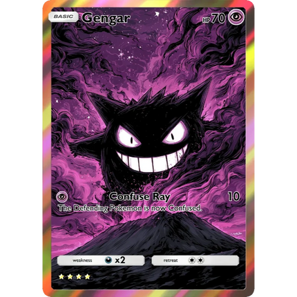 Pokemon Cards Gengar PTCG Shining Rare Holographic Cards Collection Creativity Game Anime Flash Cards Pokemon Card Gift
