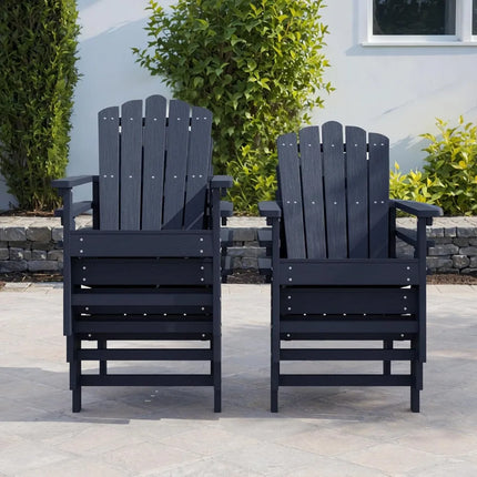 Set of 2 Stackable HDPE Adirondack Chair, Durable Weather Resistant Low Maintenance Poly Seating for Outdoor & Patio, Custom