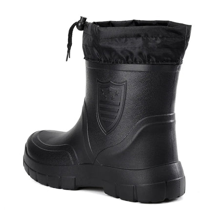 2024 Versatile Men's Rain Boots Waterproof outdoor lightweight shoe Velvet fashion short boot Casual comfort male water shoes