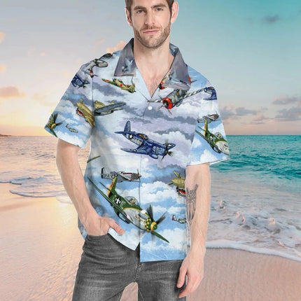 3D Planes Warbird WW2 Fighters Graphic Hawaii Shirts for Men Clothing Fashion Streetwear WW1 Germany Air Force Shirt Tops Blouse