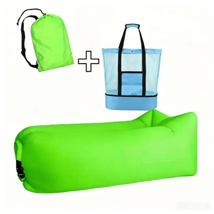LUSQI Inflatable Lounger Air Sofa Extra Thick Foldable Couch For Outdoor Camping Beach Patio Quick Inflation Home Furniture