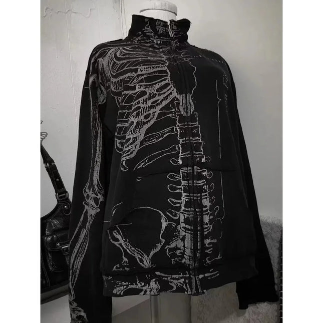 Herbst Winter Amerikanischer Vintage-Print Kapuzenpullover Damen Y2K Gothic Hot Girl Jacke Streetwear Subkultur Retro Tops Neu