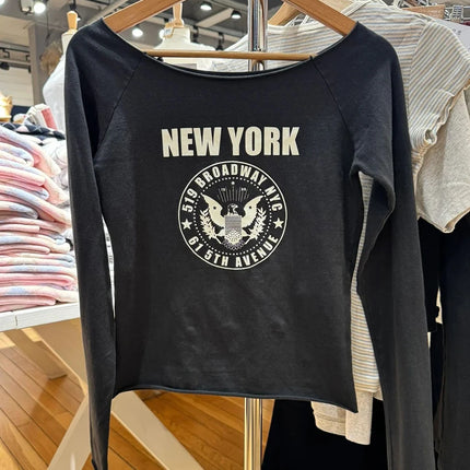 Sweet Pink Striped Long Sleeve T-shirt Women New Spring Cotton Raw Hem Slash Neck Slim Tee Tops Cute Preppy Style T shirt Y2K