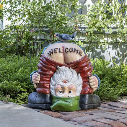 Funny Garden Gnome Statue Prank Dwarf Resin Doll Craft For Garden Entrance
