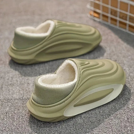 Winter Thickened Non-slip Waterproof Warm Lined Cotton Slippers EVA Material Indoor Bathroom Parent-child Couple Home Slippers