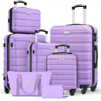 Large Capacity ABS Hardside Luggage Set, 16/20/24/28 Inch Spinner Suitcases + 2 Travel Bags + 1 Cosmetic Case, 7-Piece Set For Holiday Travel
