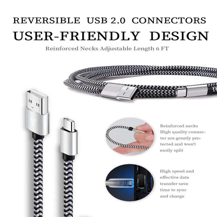 USB USB-C Cable 2.4A Fast Charging Battery Charger Wire Woven Nylon Data Cable Mobile Phone Charger For Huawei - product imag