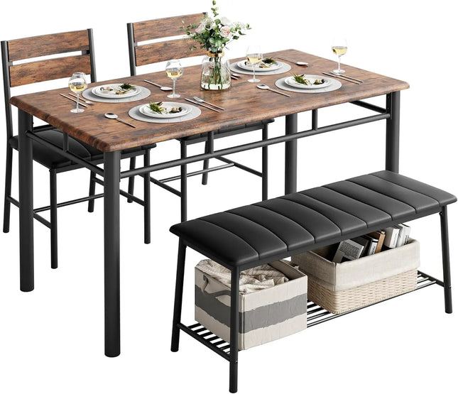 IRONCK Dining Table Set for 4, Kitchen Table with Upholstered Bench and 2 Chairs, Kitchen Table and - product image 6