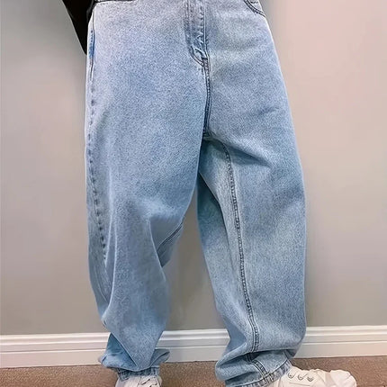 Plus Size 3XL Spring Autumn Baggy Jeans Men Fashion Oversize Casual Straight Loose Denim Trousers Y2k Streetwear Wide Leg Pants