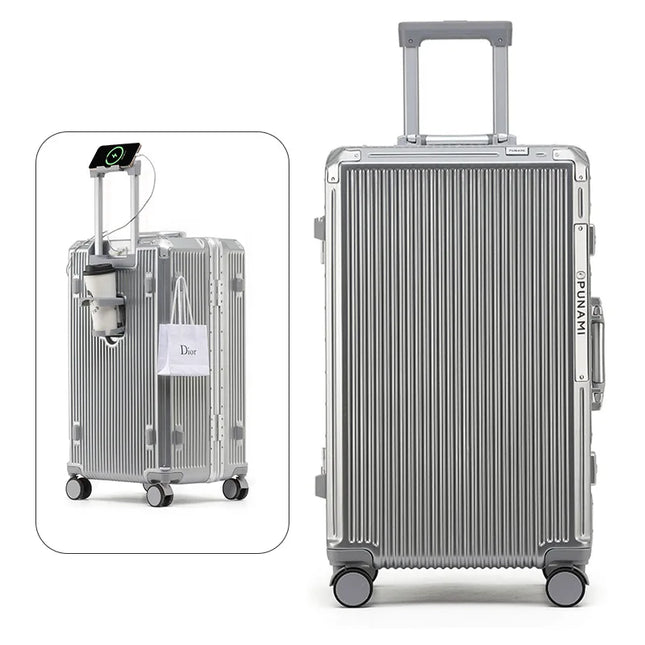 2026 New Aluminum Frame Luggage, Large Capacity Durable Trolley Suitcase for Men Women, Carry On Travel Suitcase