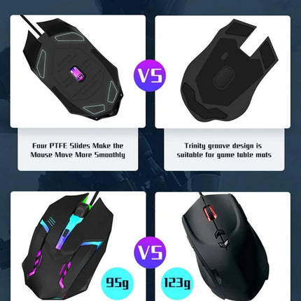 USB RGB Breathing Light Effect Gaming Mouse Wired Mouse Mice Professional Optical Wired Mouse For Computer Laptop PC Home Office