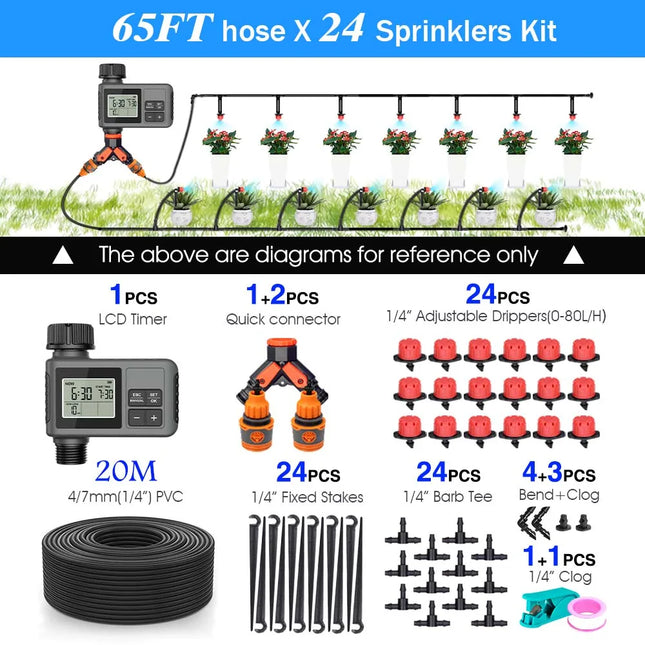 30-5m Garden LCD Button Timer Irrigation Set 0-80L/H Rotating Adjustable Nozzle Intelligent Display - product image 7