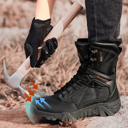 High-Top Anti-Smashing Work Boots Outdoor Waterproof Safety Shoes Steel Toe Non Slip Men's Boots Fashion Protective Men Shoes