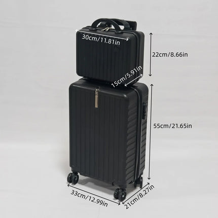 2-Piece Set, 20inch Rolling Luggage and Suitcase Combination, Pp Anti-Drop and Pressure-Resistant Hard Shell Material, Layered Storage, Zipper Closure