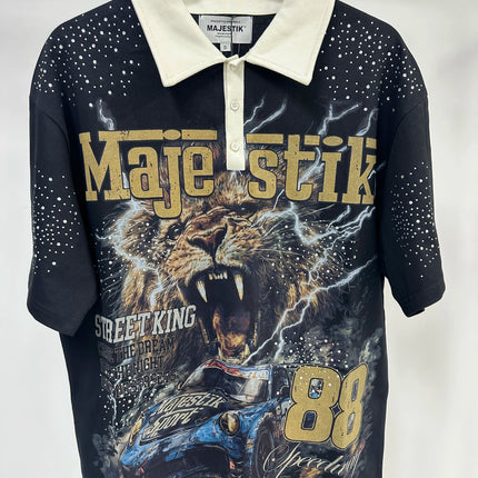 Contrast Color Embroidery Striped Polo Tshirts for Men and Women Shinning Diamond Cotton Loose Summer Tshirts Oversized