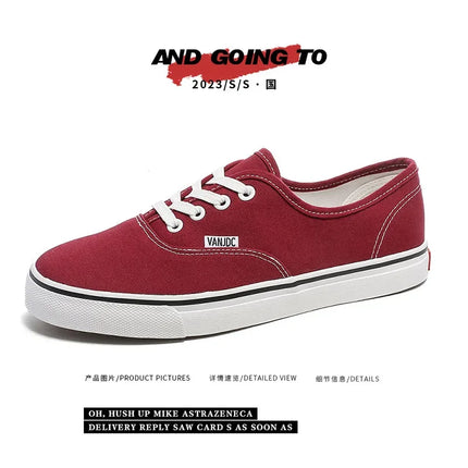 Casual Flats Canvas Sneakers Women Outdoor Solid Color Shallow Sports Shoes Tennis Female Streetwear Lace Up Vulcanize Shoes