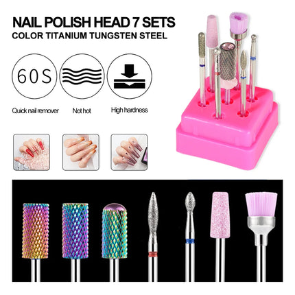 7 Pcs Tungsten Carbide Ceramic Nail Drill Bits For Manicure Removing Gel Varnish Nail Drill Bit Kits Accessories Engraving Tools