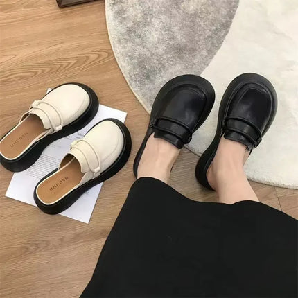 Fashion Retro Large Head Women's Slippers Thick Bottom Women's Bag Head Half Slippers Vulcanized Shoes