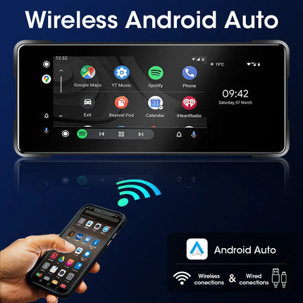 JMCQ 6.86'' Motorcycle DVR GPS Navigaton Wireless Carplay Android Auto Dash Cam IP67 Waterproof Dual Bluetooth Moto Monitor