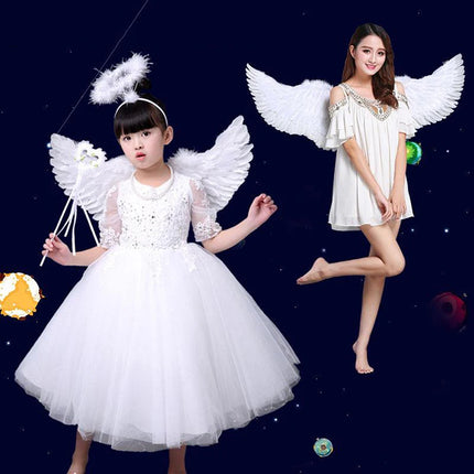1Pc Kids Adult Party Swallow White Angel Feather Wings Wands Cosplay Elastic Straps Wedding Birthday Halloween Christmas