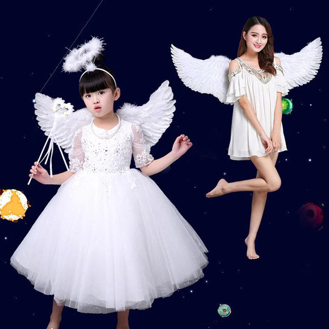 1Pc Kids Adult Party Swallow White Angel Feather Wings Wands Cosplay Elastic Straps Wedding Birthday Halloween Christmas
