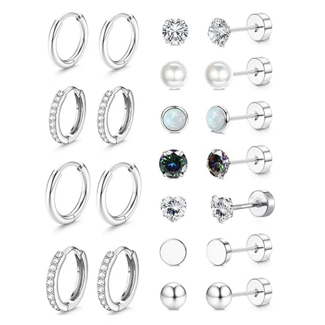 Stainless Steel Stud Hoop Earrings for Women Flat Back Cartilage Earrings 925 Sterling Silver Small - product image 7