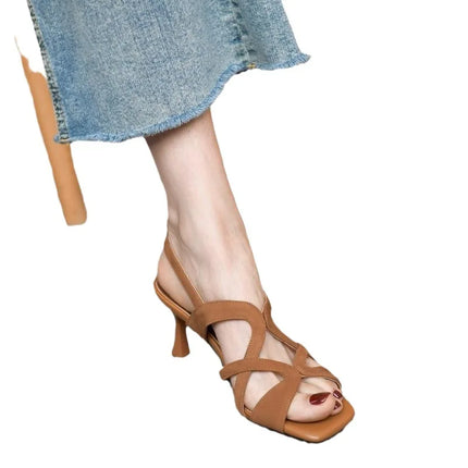 2025 Summer New Women's Sandals Elegant Versatile Women High Heels Square Head Western Women's Shoe Comfortable heels for ladies