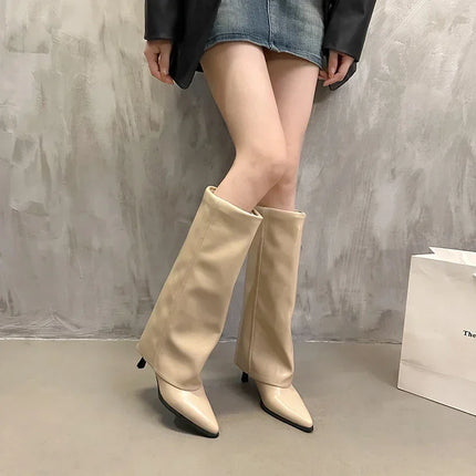 New Western Cowboy Boots Women Fashion Slip-On Long Pipe Boots Female Sexy Thin High Heel Trend Knee High Botas 2025