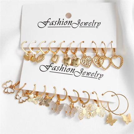 YOBEST Big Gold and Silver Color Heart Earrings for Women, Butterfly Dangle Earring Set, Female Jewelry Gifts, New Fashion, 2025
