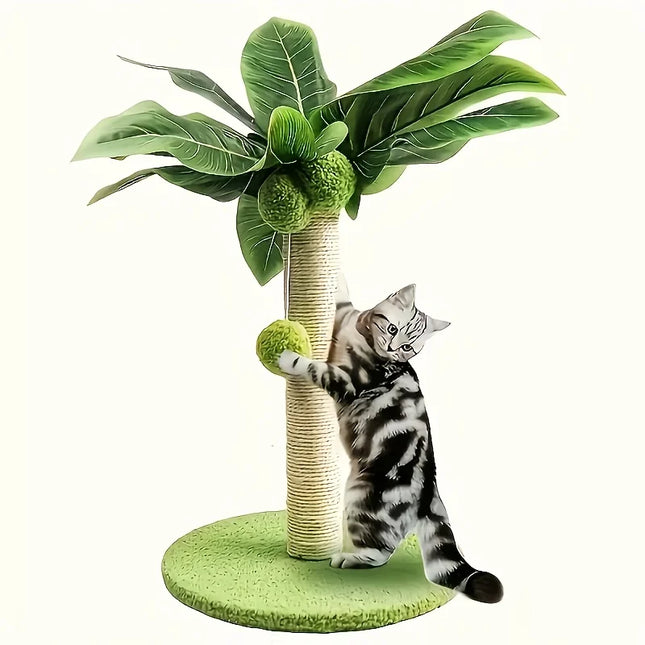 Coconut tree cat scratching pole with hanging ball suitable for all seasons - an essential toy for