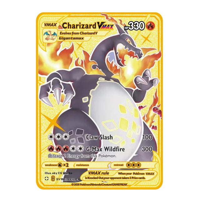 Pokemon Karten Blitz Metall V EX GX Mega Karte Pikachu Glurak Goldene Vmax Kartenkollektion Geschenk Kinder Spiel Kartensammlung