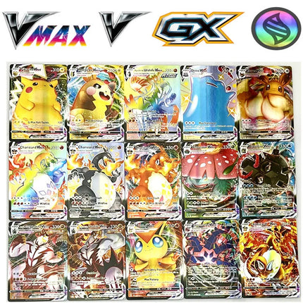 50/100Pcs pokemons French English German cards pokemons Card 100 Gx 100 V Max VMAX 50