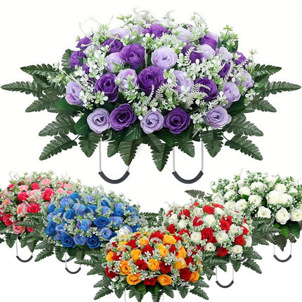 Cemetery Headstone Flower Saddle - artificial flowers for outdoor memorial (photo 1 of 12)