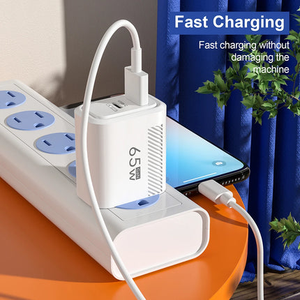 65W GaN Fast Charging USB USB-C Charger US EU Plug PD 3.0 Quick Charge Travel Wall Charger For Phone Adapter For - product im