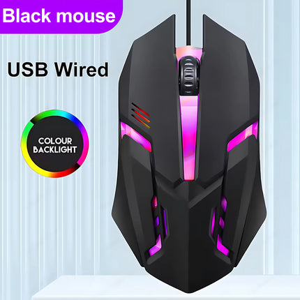 Rainbow Backlit Wired Keyboard And Mouse,floating Keycap Strong, Wear-resistant, Comfortable Feel Keyboard For - product imag