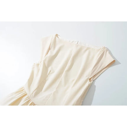 YENKYE  2025 Women Sexy Backless Elegant Party Midi Dress Short Sleeve O Neck Solid A-line Autumn Dresses Female Vestidos