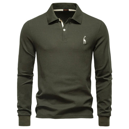 2025 Autumn Polo Shirt Men Embroidery Long Sleeve Cotton Rich Blend Breathable Polos Solid Color Business Golf Polo Shirts Male
