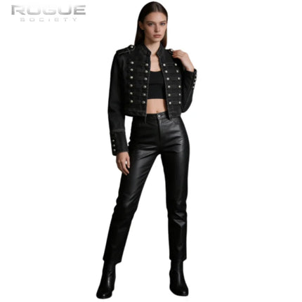Denim Jacket Women Boxy Coat Y2K Retro Hussars Jacket Stand Collar Double Breasted Button Cropped Jacket Napoleon Old Money Men