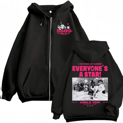 2026 5 Seconds of Summer Everyone's A Star World Tour Zip Up Hoodies Men Women Harajuku Hip Hop Gothic Jacket Sweatshirt Hoodie