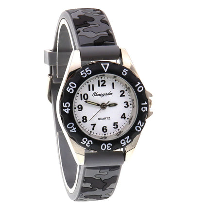 Luminous Hands Boys Girls Fashion Camouflage Silicone Strap Quartz Watches Children Kids Students Digital Cool Waterproof Clocks
