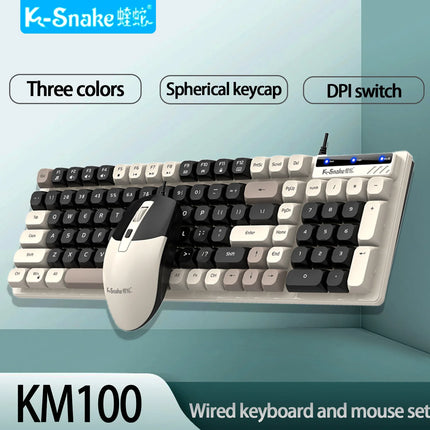 K-Snake KM100 Wired Fashion Keyboard and Mouse Set USB Laptop Office Universal Keyboard and Mouse Set - product image from BS