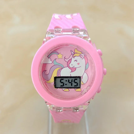 Girls Kids Children Cartoon Unicorn Collection Digital Electronic Flash Glow Up Light Colourful Birthday Party Gifts Watches